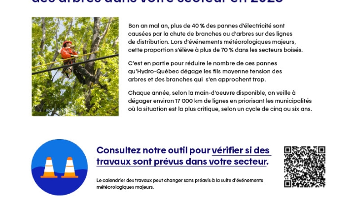 Hydro-Québec dégage les fils dans votre secteur