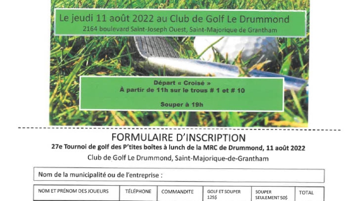 Tournoi de golf des P'Tites boîtes à lunch