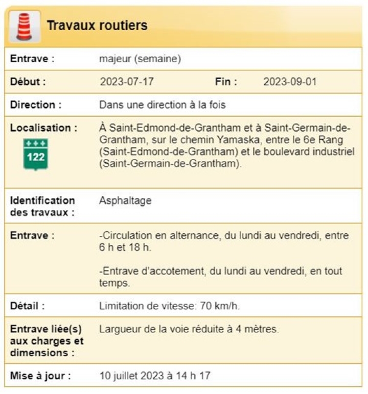 Travaux routiers
