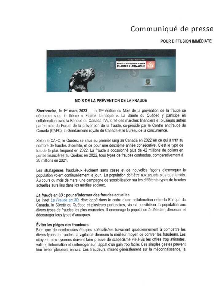 Mois de la prévention de la fraude