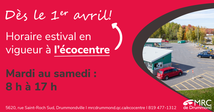 Horaire estival de l'écocentre