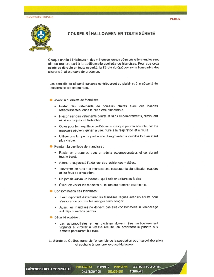 Conseils / Halloween en toute sûreté